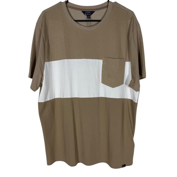 NWT Ben Sherman T-shirt Men's Brown Crewneck Pocket  XL striped two tone - Picture 1 of 6
